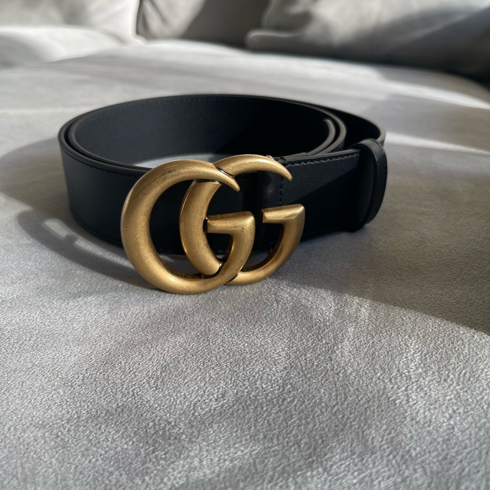 Gucci leather belt with double G buckle 70cm size 0